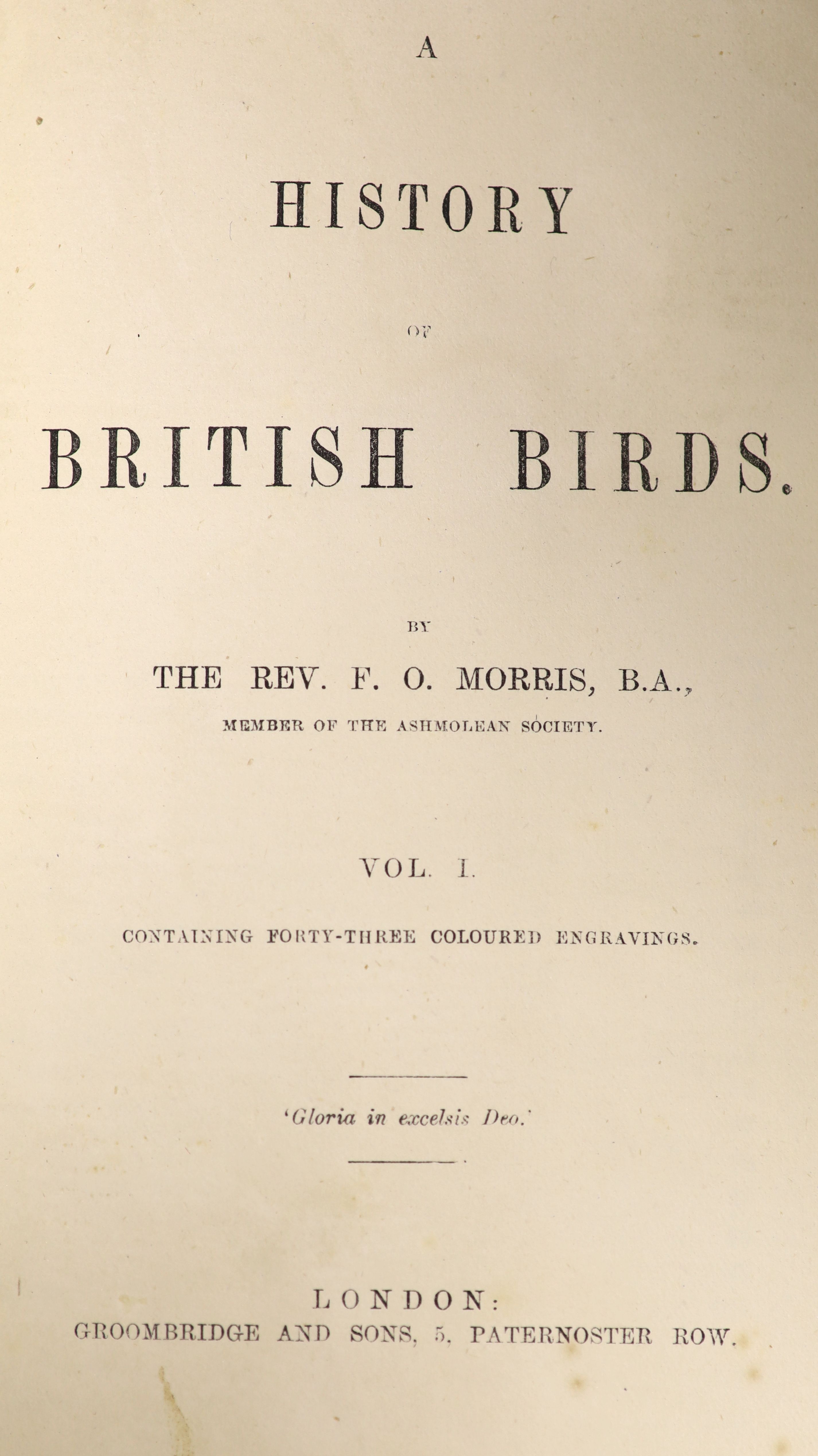 Wood, Rev. J. G - The Illustrated Natural History, qto, half calf, - Birds, George Routledge, London, [1872]; Yarrell, William - A Natural History of British Birds, 4 vols, 8vo, cloth, John Van Voorst, London, 1882-84; M